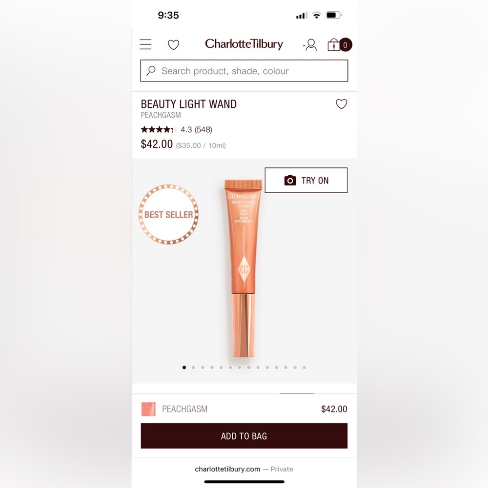 Charlotte Tilbury Beauty Light Wand in Peachgasm